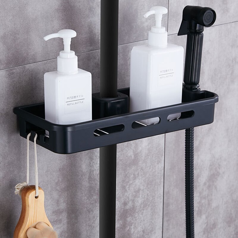 Douche Opslag Rack Organizer Badkamer Pole Planken Holder Shampoo Lade Enkele Tier Geen Boren Lifting Staaf Douchekop Houder: A