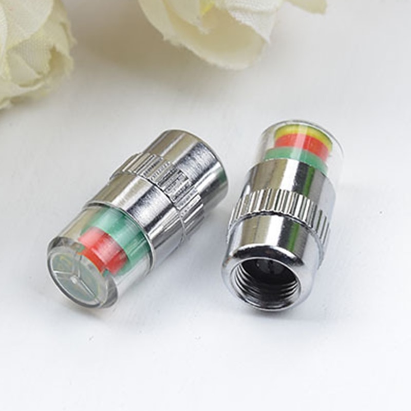 4PCS Car Auto Tire Pressure Monitor Valve Stem Caps Sensor Alert Monitoring Cap Sensor Tire Pressure Indicator Valve Detection