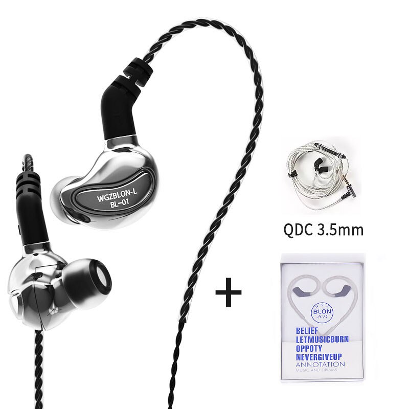 AK BLON BL-01 BL01 10mm Biological Fiber Diaphragm In Ear Earphone bl01 bl03 Sport Earphone BL03 BL05 BL05S blon max bl-max iems: Silver no mic cable