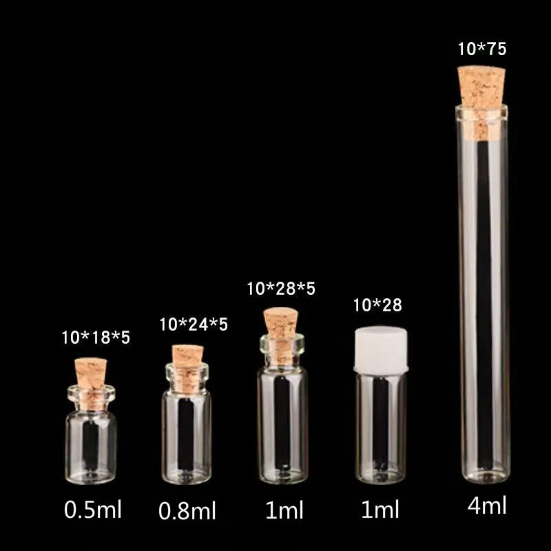 10 st 10*75mm 4ml minirör glasflaska flaskor små klara mini glasflaskor med korkpropp gör det själv handgjorda önskeflaskor