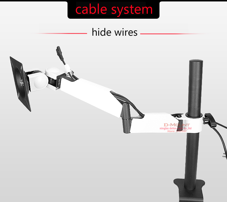 DLM-TS101D white steel 360 rotate full motion 10-27" double arm dual monitor stand computer desk holder PC clamp bracket
