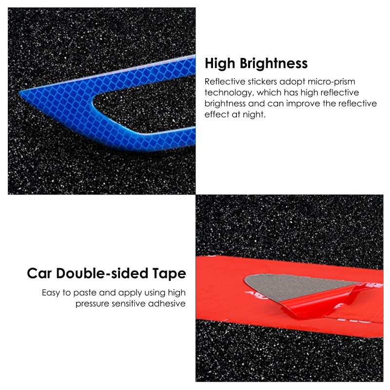 2Pcs/Set Car Reflective Safety Warning Strip Tape Car Bumper Reflective Strips Secure Reflector Stickers Decals Car Decorations