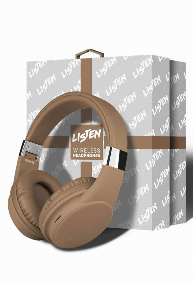 wireless headphones canceling noise stereo Bluetooth headset sport earphones gaming gamer auriculares for phone PC laptop: Khaki with box