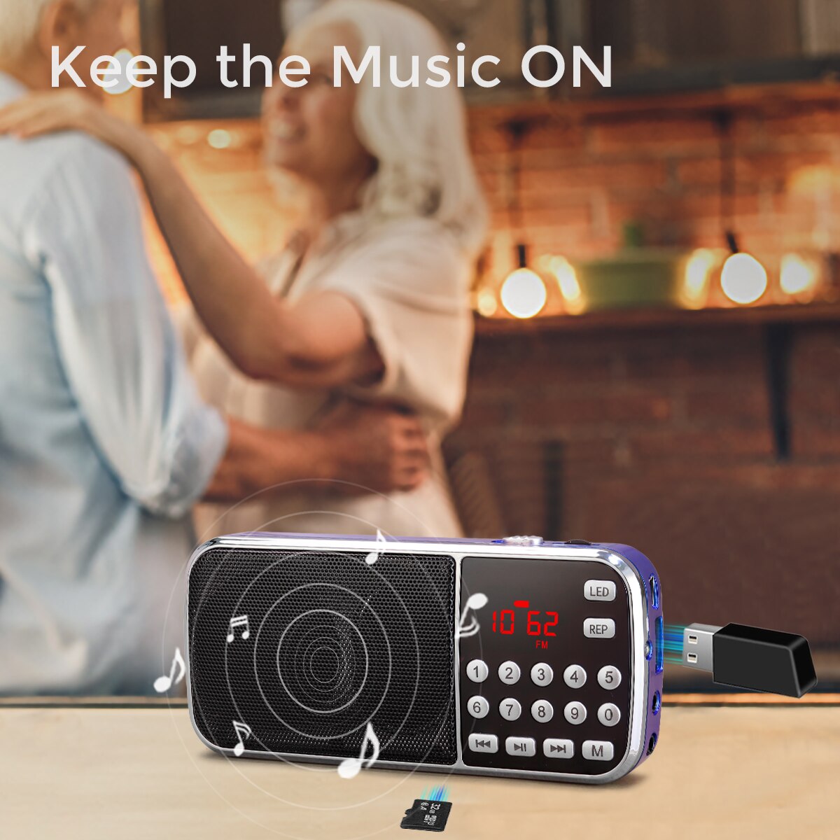 PRUNUS J-189 Mini Portable FM Hi-Fi USB SD MP3 Radio Digital Pocket Radio Receiver with Hidden Antenna Emergency Flashlight