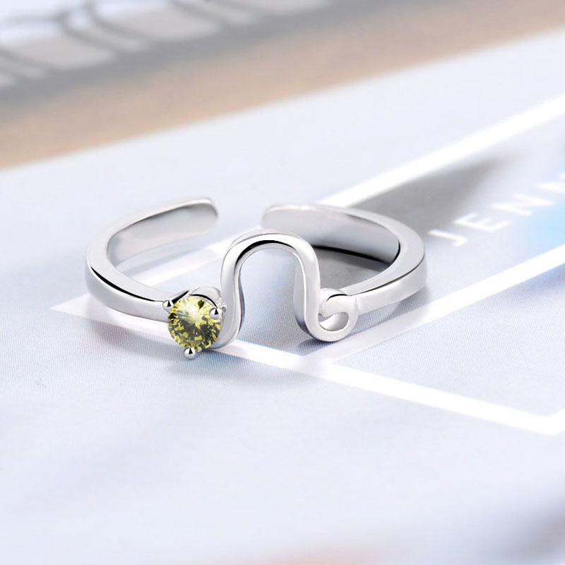 Silver Plated 12 Constellation Crystal Rings For Women Capricom Aquarius Pisces Sign Ring Zodiac Star Open Bague Birthday