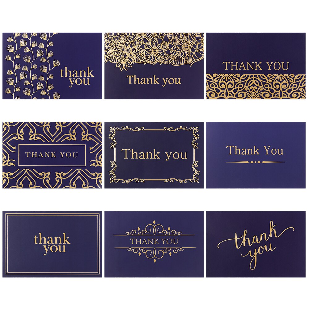 5pcs Gold Embossed Thank You Cards Blank Note Cards with Envelopes Letter Greeting Cards Perfect Business Wedding Cards Gra