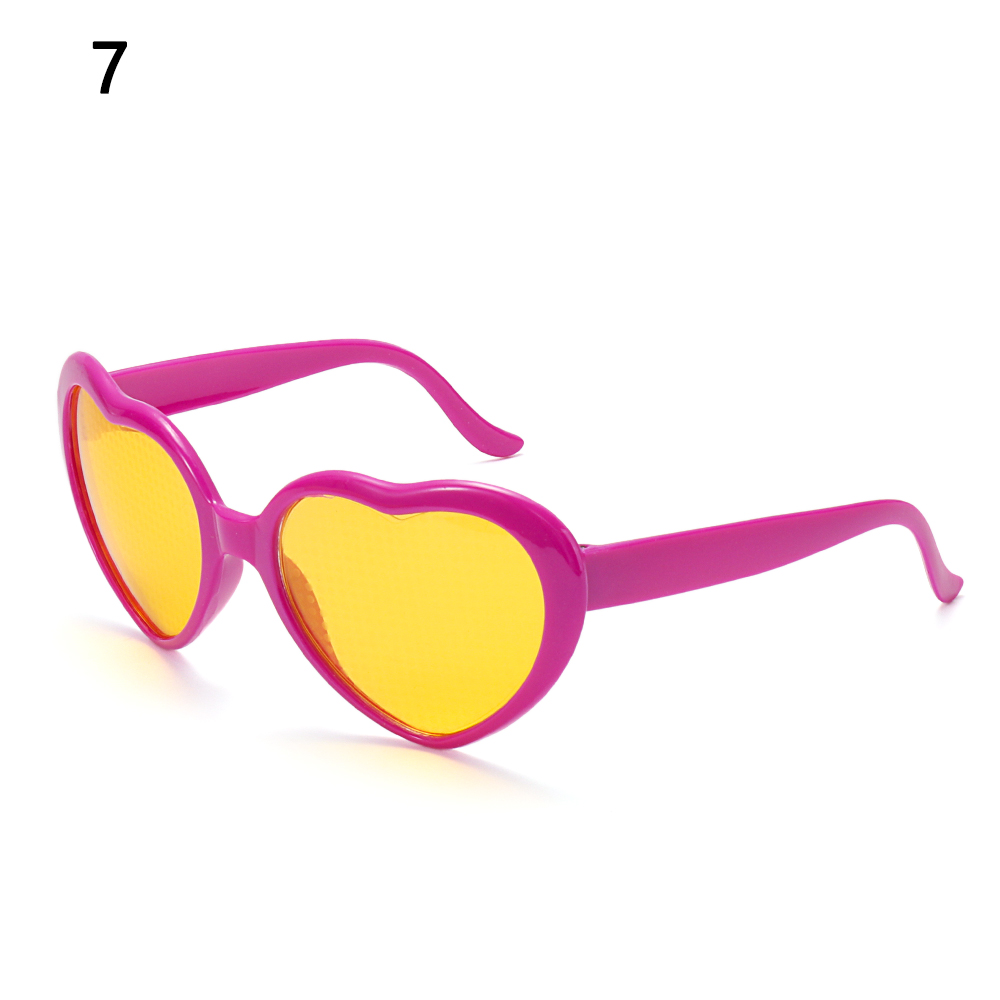 Love Heart Shaped Effects Glasses Watch The Lights Change to Heart Shape At Night Diffraction Women Sunglasses: A-Purple