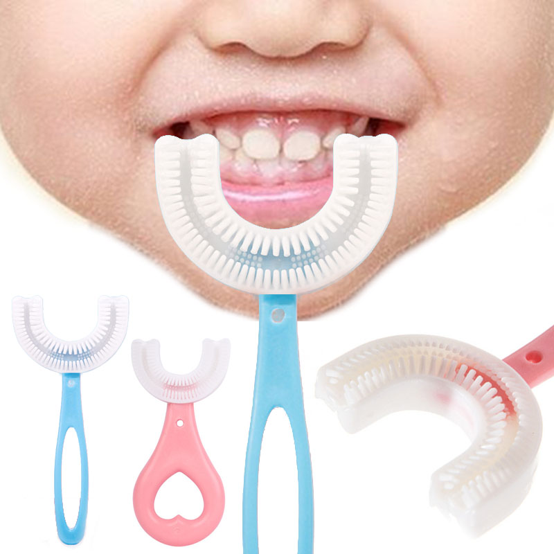 Kids Tandenborstel U-Vorm Zuigeling Tandenborstel Met Handvat Siliconen Oral Care Borstel Voor Peuters Leeftijden 2-12