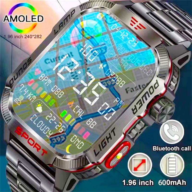 2024 Nowość dla Xiaomi Huawei Wojskowy inteligentny zegarek Mężczyźni Latarka Kompas Wodoodporny GPS sport naganiacz zwierza Bluetooth połączenie Smartwatch