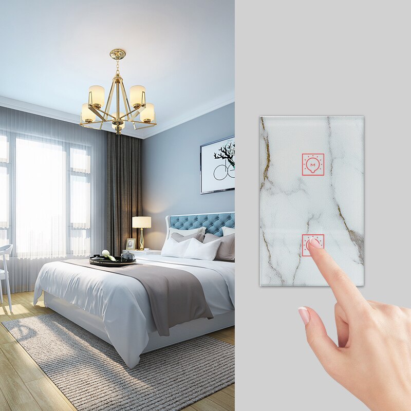 Tuya/Smart Life WiFi Smart Touch Switch US Standard 2 Gang Wall Light Switch Alexa Google Home Voice Control Switch