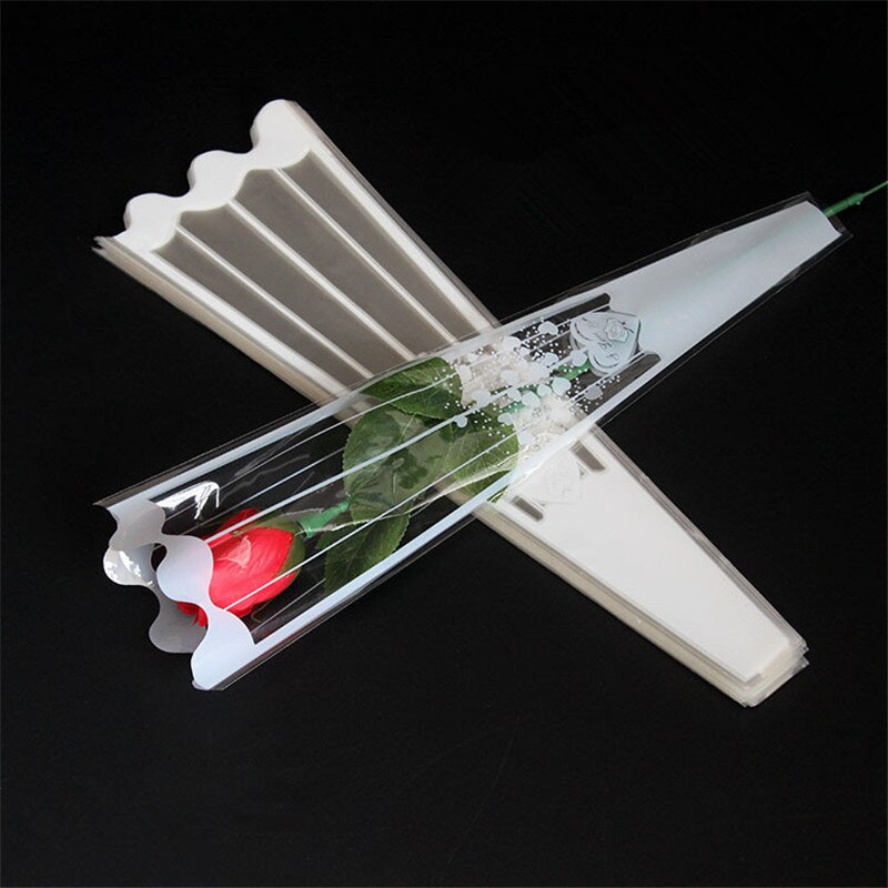 100pcs mini Transparency Bag Rose Single Flower Bag Bouquet Wrapping Paper Plastic Opp Bag Floral Packaging Materials Accessory