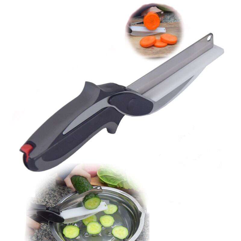 Smart cutter køkken saks 2 in 1 skærebræt chopper smart frugtgrøntsag multifunktionel cutter