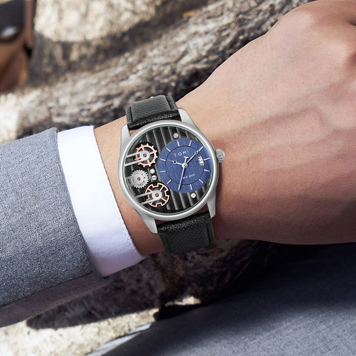 TOMI Heren Geschenkdoos Combinatieset Horloge Luxe en Eenvoudig Zakelijk Afneembare band Quartz Horloge Herenhorloge Festival Cadeau
