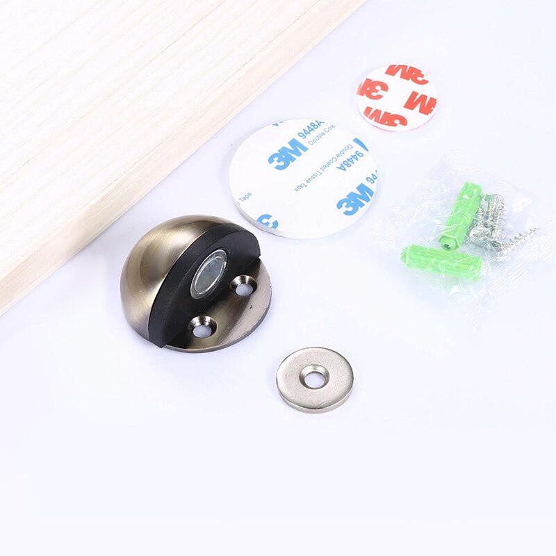 Rustfrit stål magnet dør stopper gummi dør prop anti-kollision træ toilet dør holder lås dørstop møbler hardware: Grøn bronze