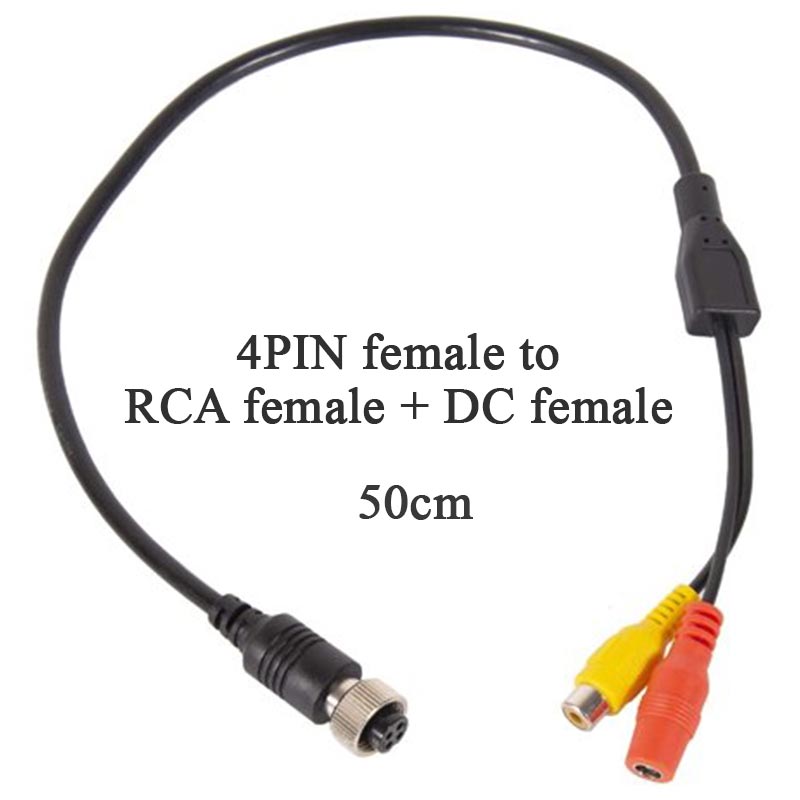 4 PIN Female to RCA Female Cable,M12 4PIN Shockproof Waterproof to RCA Video +DC Connector Adapter Wire,for CCTV 50 cm: 3