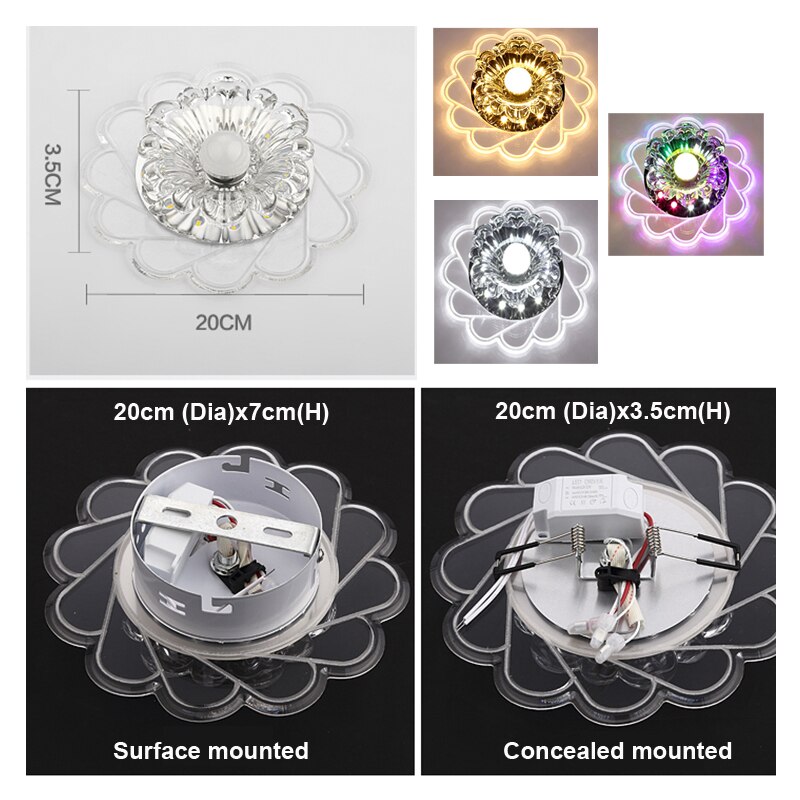 LED Downlight Recessed Panel Light Crystal Chandelier for Living Room Bedroom Restaurant Ceiling Lights Lighting Down Light