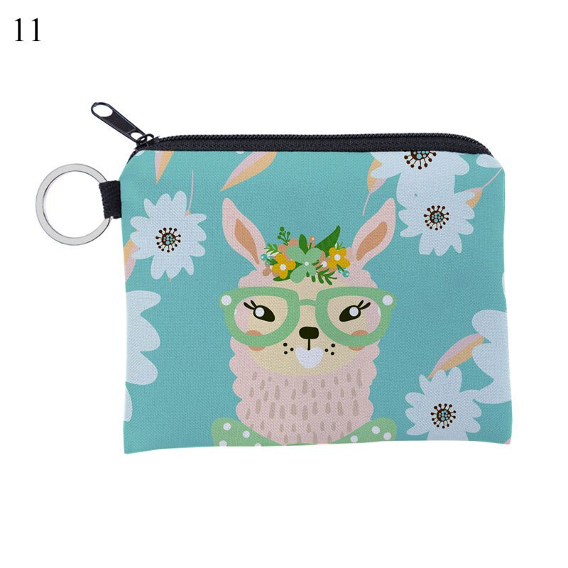 1 Pcs Unisex Cartoon Alpaca Printing Coin Purse Waterproof Small Zipper Purse Card Key Pouch Mini Square Wallet For: 11