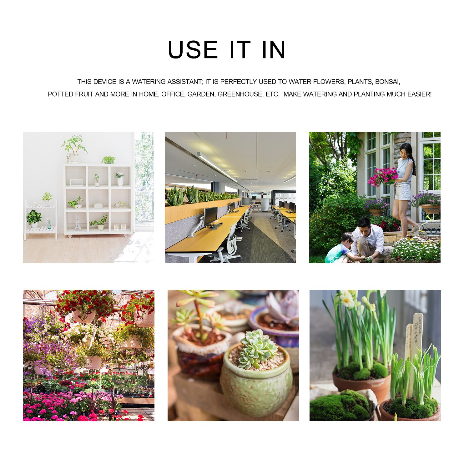 Automated Watering System Device Smart Water Controller Drip Irrigation Kit for 4 Potted Plants with Rechargeable Battery