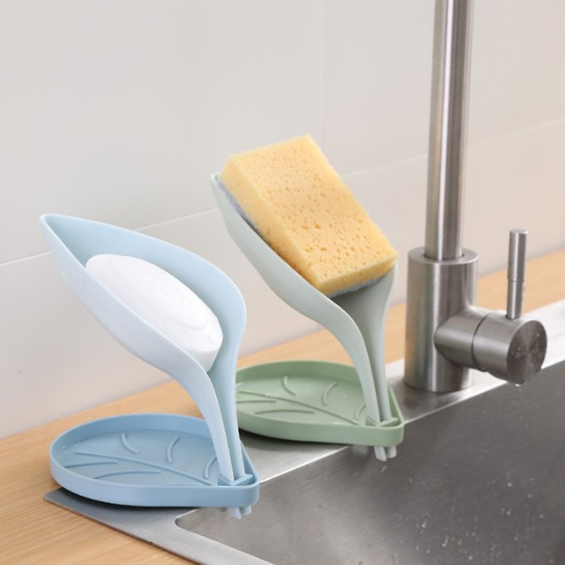 Porta sapone Doccia Scatola Di Immagazzinaggio di Sapone Accessori per il Bagno di Scarico Vassoio Cremagliera Pugno libero di Drenaggio Scatola di Plastica pasta Mensola A Muro Foglia