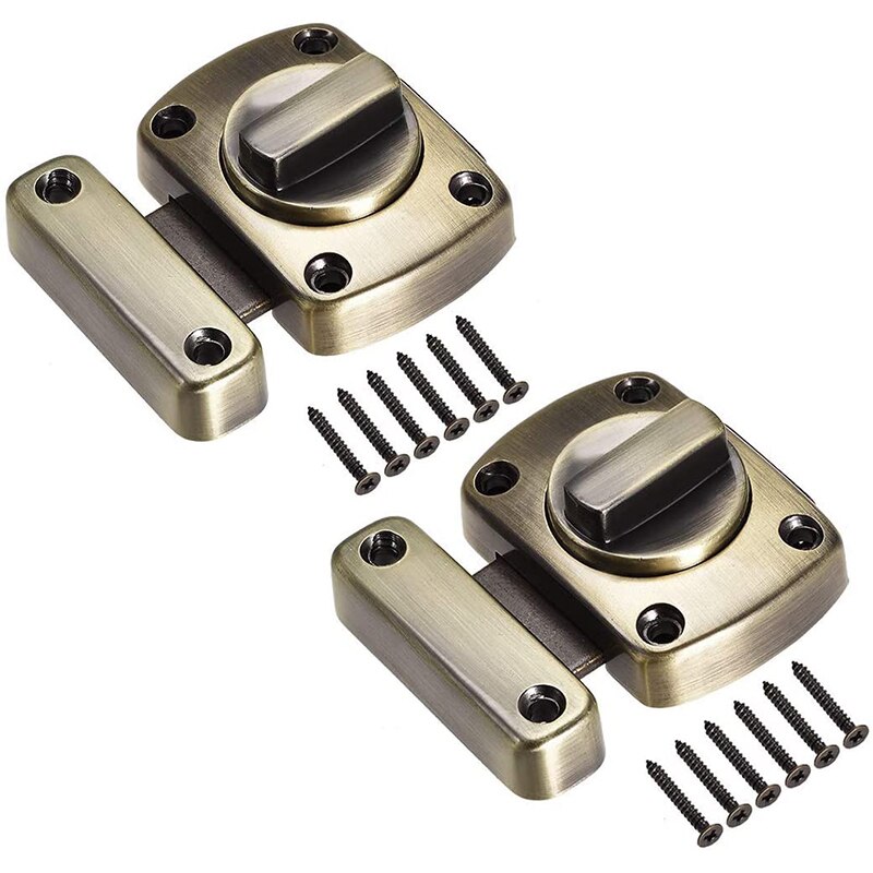 Swivel Bolt Latch, 1.5-Inch Zinc Alloy Security Door Sliding Lock, 2 Bronze Parts