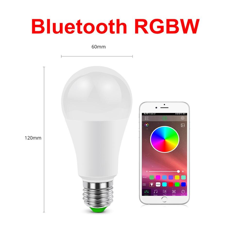 Stemmekontroll ledet-lampe  e27 110v 220v appkontroll smart hjem innendørs lys rgbww fjernkontroll ledet-pære wifi bluetooth smart lyspære: Bluetooth rgbw