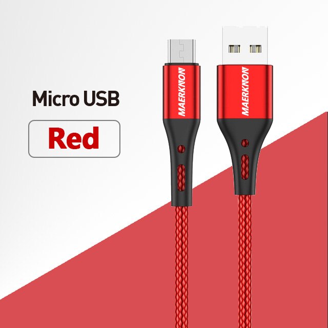 Maerknon – câble Micro USB 3A, Charge rapide, pour téléphone Android, Samsung, Xiaomi Redmi Note 10 Pro: Red / 3M