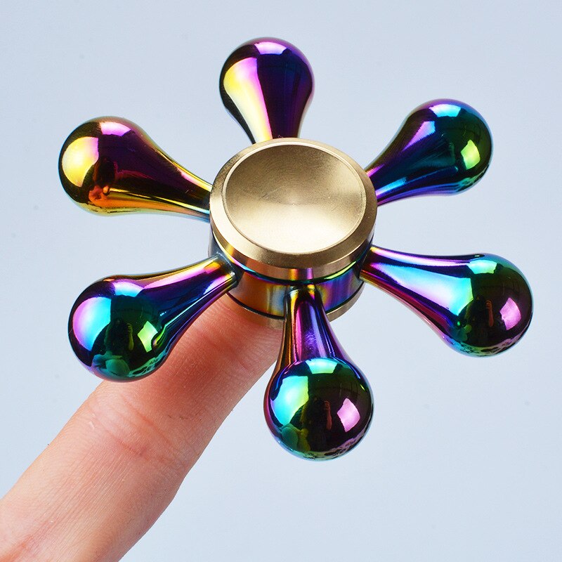 Multicolor Fidget Spinner Metal Alloy Smooth Hand Spinner Adult Office Anxiety Relief Stress Flower Gyro Tri Spinner Toy For Kid: S