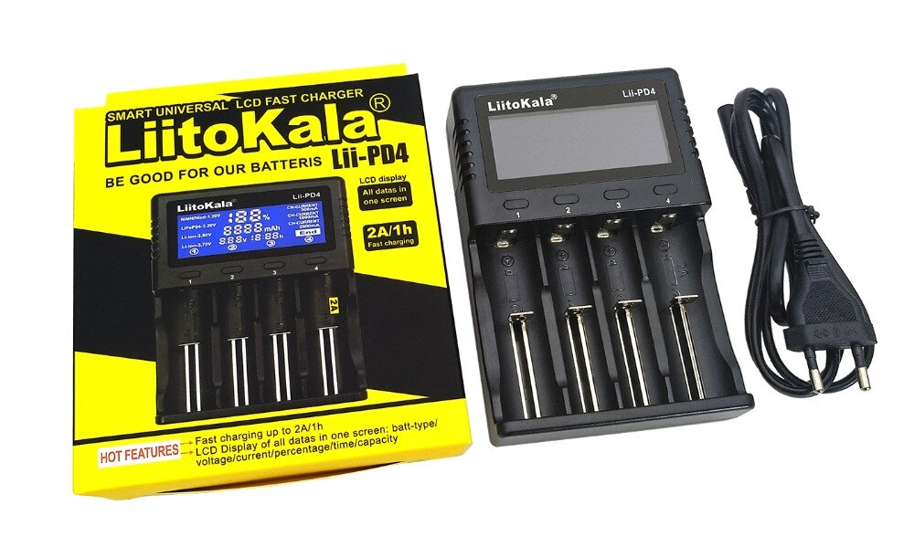 Genuine/Original Liitokala Lii-PD4 18650 Charger 1.2V 3.2V 3.7V 3.85V AA / AAA 26650 16340 25500 NiMH Lithium battery charger: LII-PD4 EU