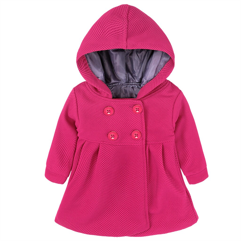 Winter warm solid Jackets For kids girls Trench Children's Clothing Hooded Warm Kids girls Outerwear Windbreaker Coats#G30: Pink / 24M