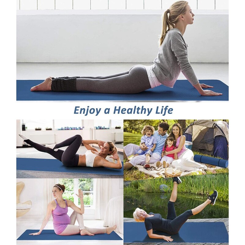 Yogamatte, umweltfreundliche seil-fitnessmatte mit tragegurt für yoga, pilates und bodenübungen, -183 x 61 x 0.8cm cm