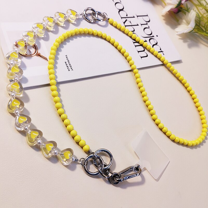 Love Crystal Beads Mobile Phone Lanyard Crossbody Lanyard with Universal Clip Phone Lanyard Chain Strap Wrist Rope Pendant: 04