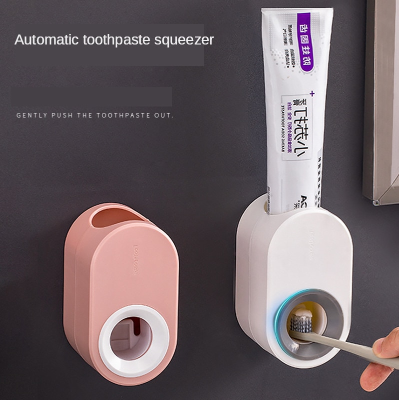 Fully Automatic Toothpaste Dispenser Hole Punched Toothbrush Toothpaste Storage Shelf Wall Hangers Lazy Extrusion Useful Product