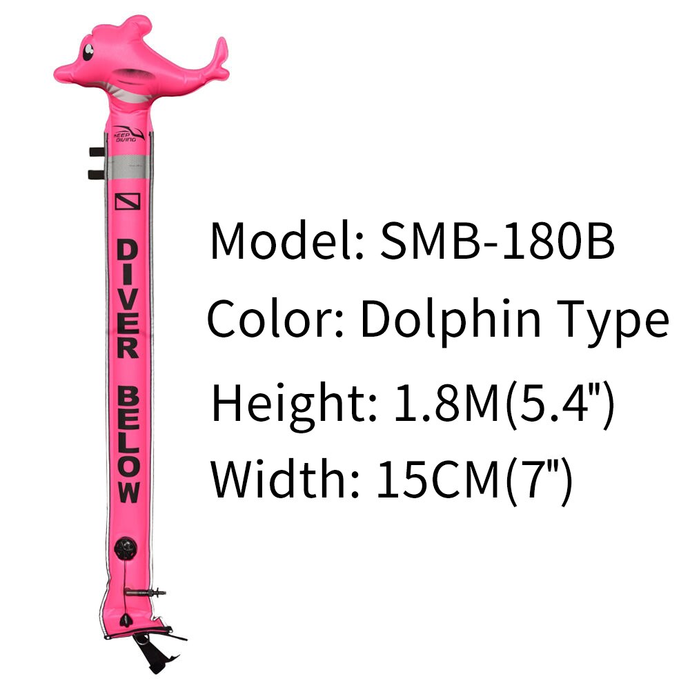 1.2 M/1.5 M/1.8 M Professionele Duiken Opblaasbare Veiligheid Worst Signaal Buis Oppervlak Boei (Smb) diver Hieronder: Dolphin Type 1.8M