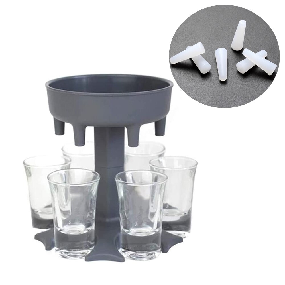 Portable 6 Shot Glass Dispenser Holder Fast Wine Glass Dispenser Beer Dispenser Caddy Liquor Dispenser Party Bar Accessory: Gray Transparent cup
