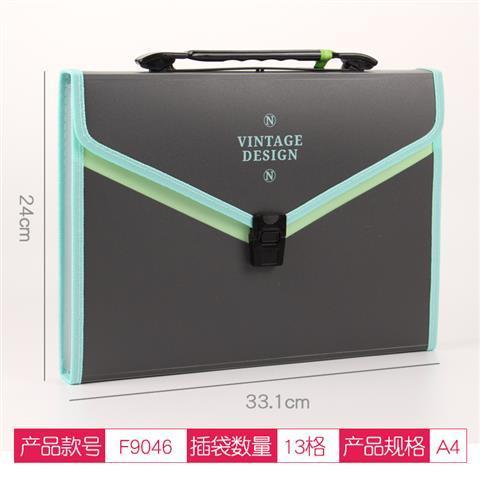 13 Grids Handheld File Folder Organ Box Bag Multi-function Organizer Storage Holder Office Document A4 Paper Folder: blue