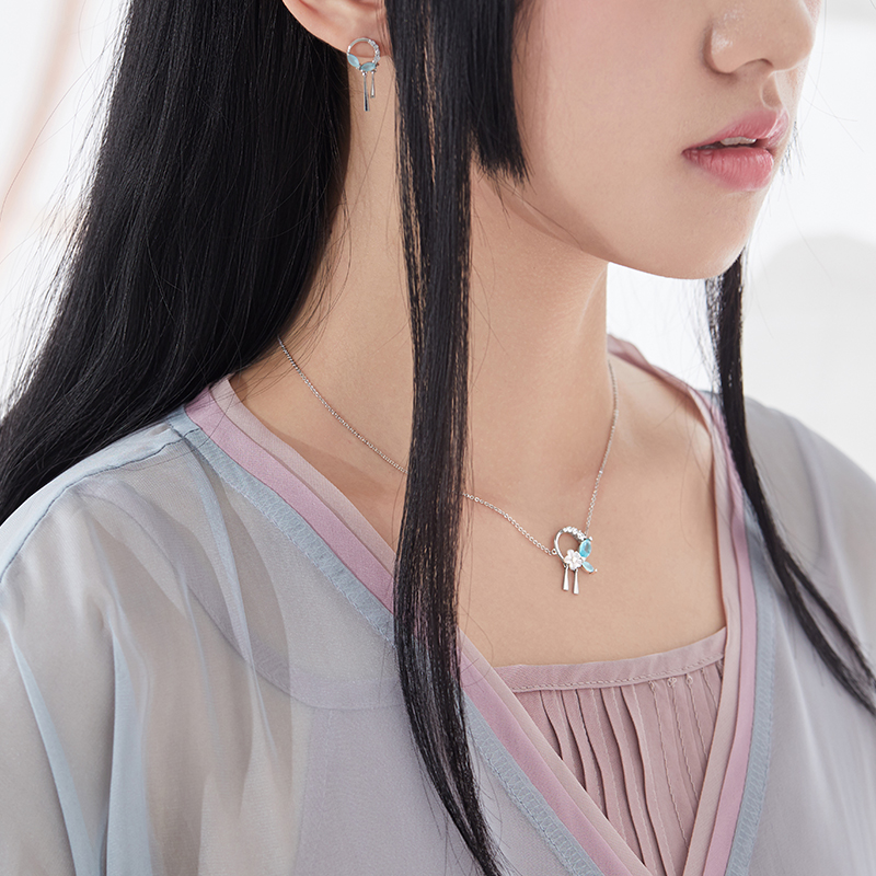 Thaya Blumen und Blätter Quasten Halskette 925 Silber Cubic Zirkon Kristall Halskette für