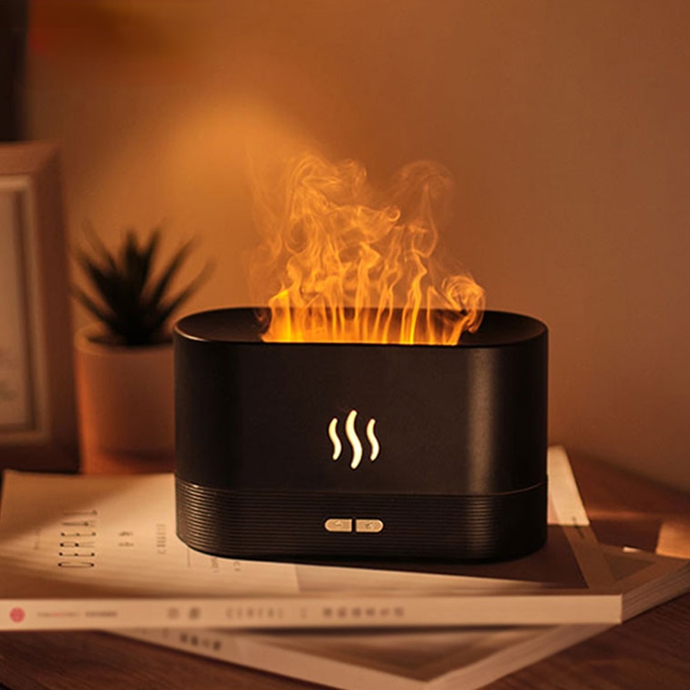 Bærbar aroma diffusor simulering flamme usb ultralyd luftfukter hjemmekontor luftfukter aromaterapi flamme lampe diffusor
