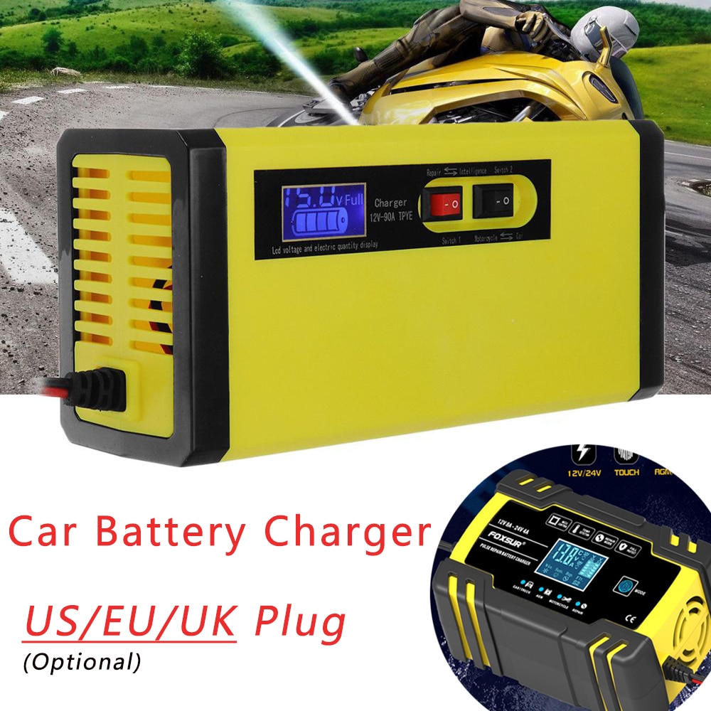 12V 8A Car Battery Charger Power Pulse Repair Chargers Wet Dry Lead Acid Battery-chargers Digital LCD Display