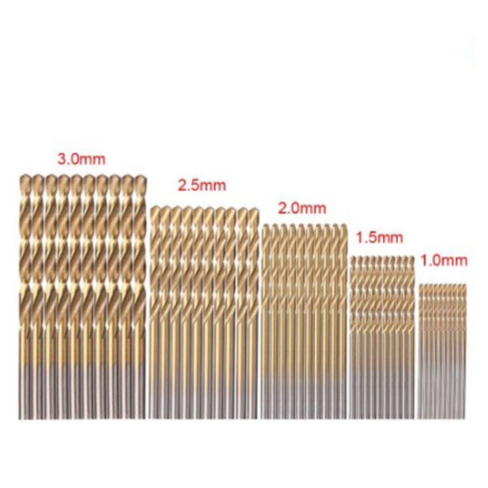 50pcs/set Many Kinds Of High Speed Steel Titanium Coated Twist Drill Bit Straight Shank Bit Hand Drill