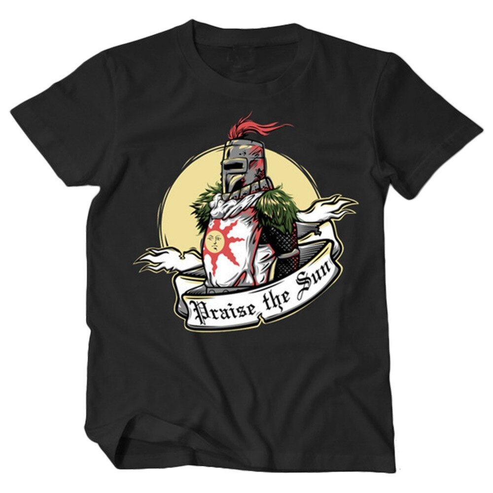 Zomer Dark Souls T-Shirt Mannen Volwassen Korte Mouw Katoen Lof de Zon Game Concept Mode Top Tee 3-Three Kleur