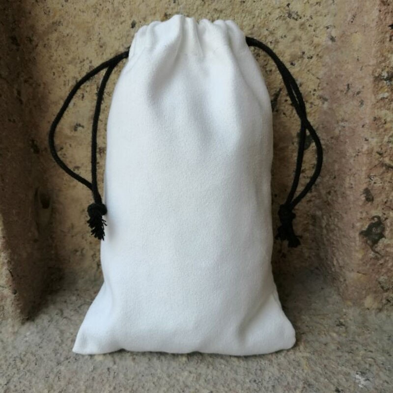 White Flannel Jewelry Bag 8x10cm(3x4inch) 9x12cm 10x15cm(4x6inch) pack of 50 Makeup Velvet Drawstring Pouch: 50 black rope bag / 13x17cm