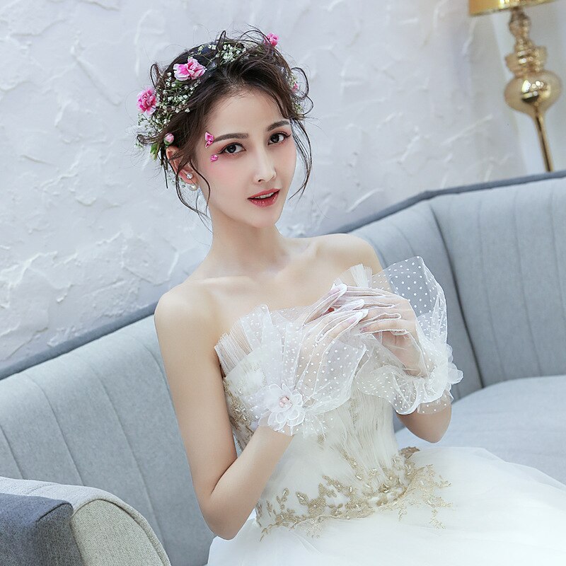 wedding dress gloves short full finger lace gloves