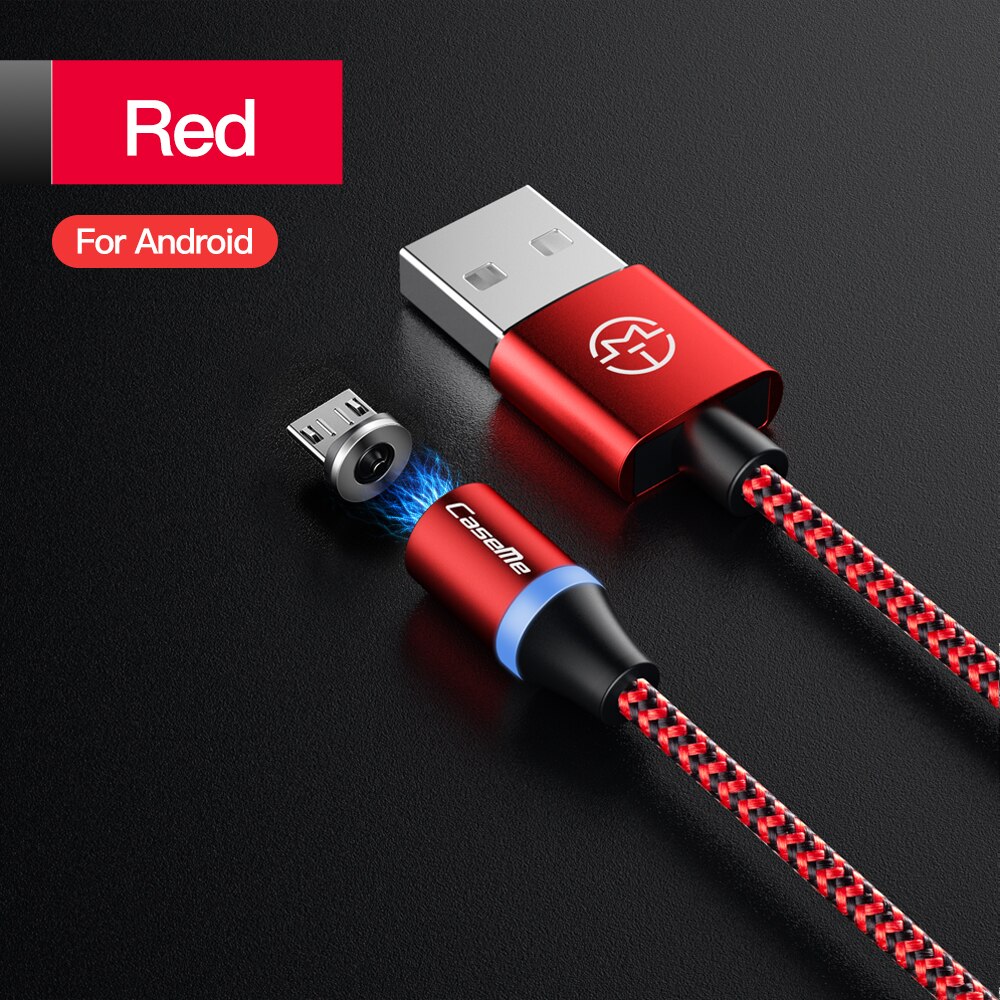 Caseme Magnetische Micro Usb Type C Kabel Voor Iphone Huawei Android Mobiele Telefoon Snel Opladen Usb Kabel Magneet Charger Draad koord: For Android - Red