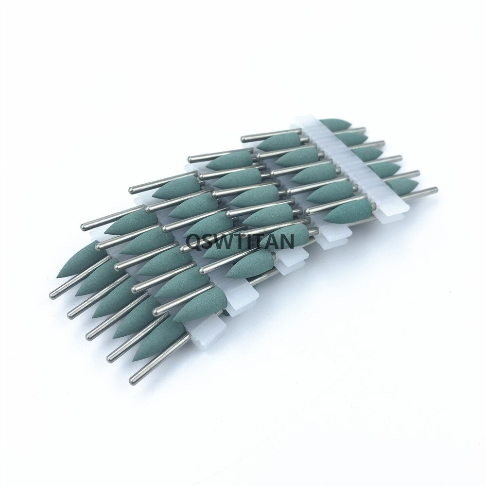 50pcs Green Dental SILICONE Rubber polishers Diamond polishing Burs 2.35mm