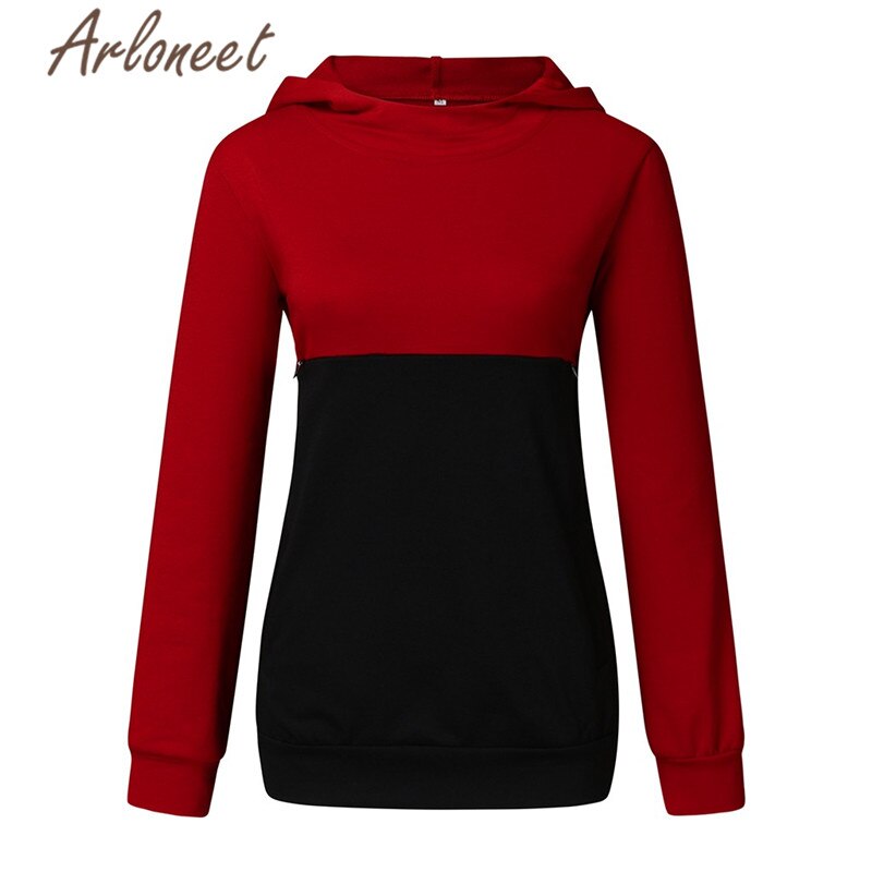 ARLONEET Clothes Women Hooded Sweatershirt Maternity Tops Zipper Loose Nursing Sweatershirt Long Sleeve Winter Pregnant Clothes