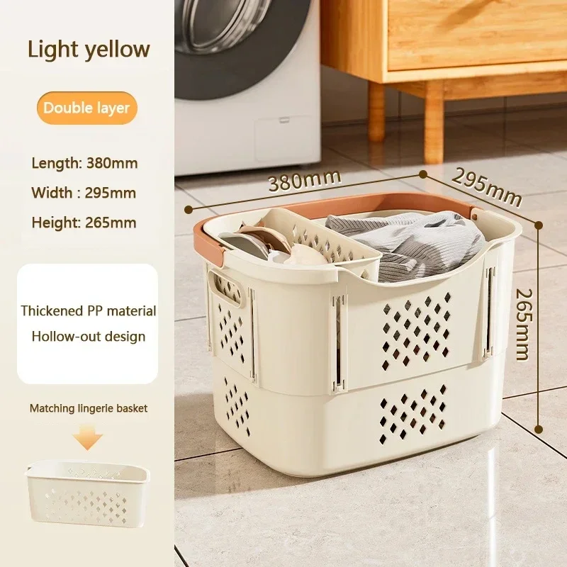 Dirty Clothes Basket Handheld Breathable Telescopic Foldable Storage Laundry Basket Removable Laundry Multi Layer Storage Basket: Bronze