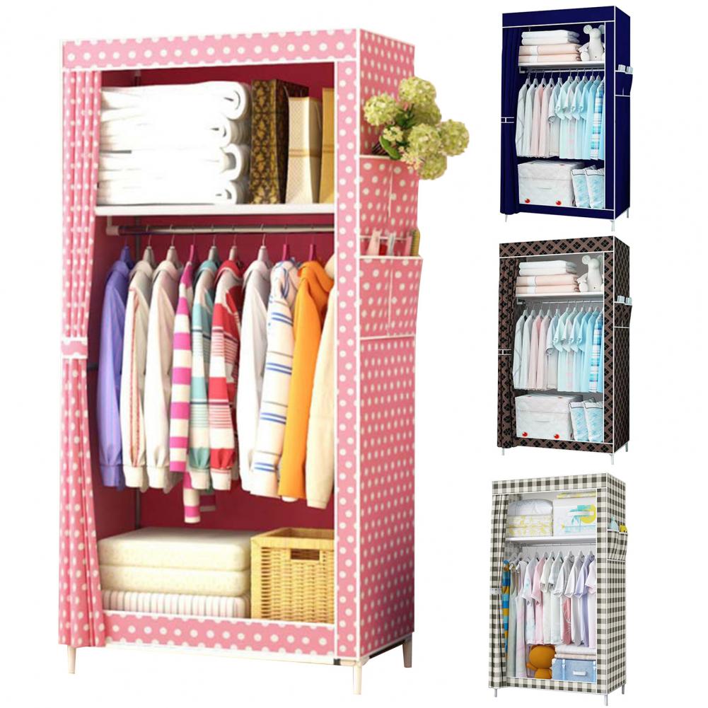 Easy to Install 1 Set Great Storage Shelves Clothes Hanging Rack Load Bearing Clothing Storage Cabinet Curtain for School