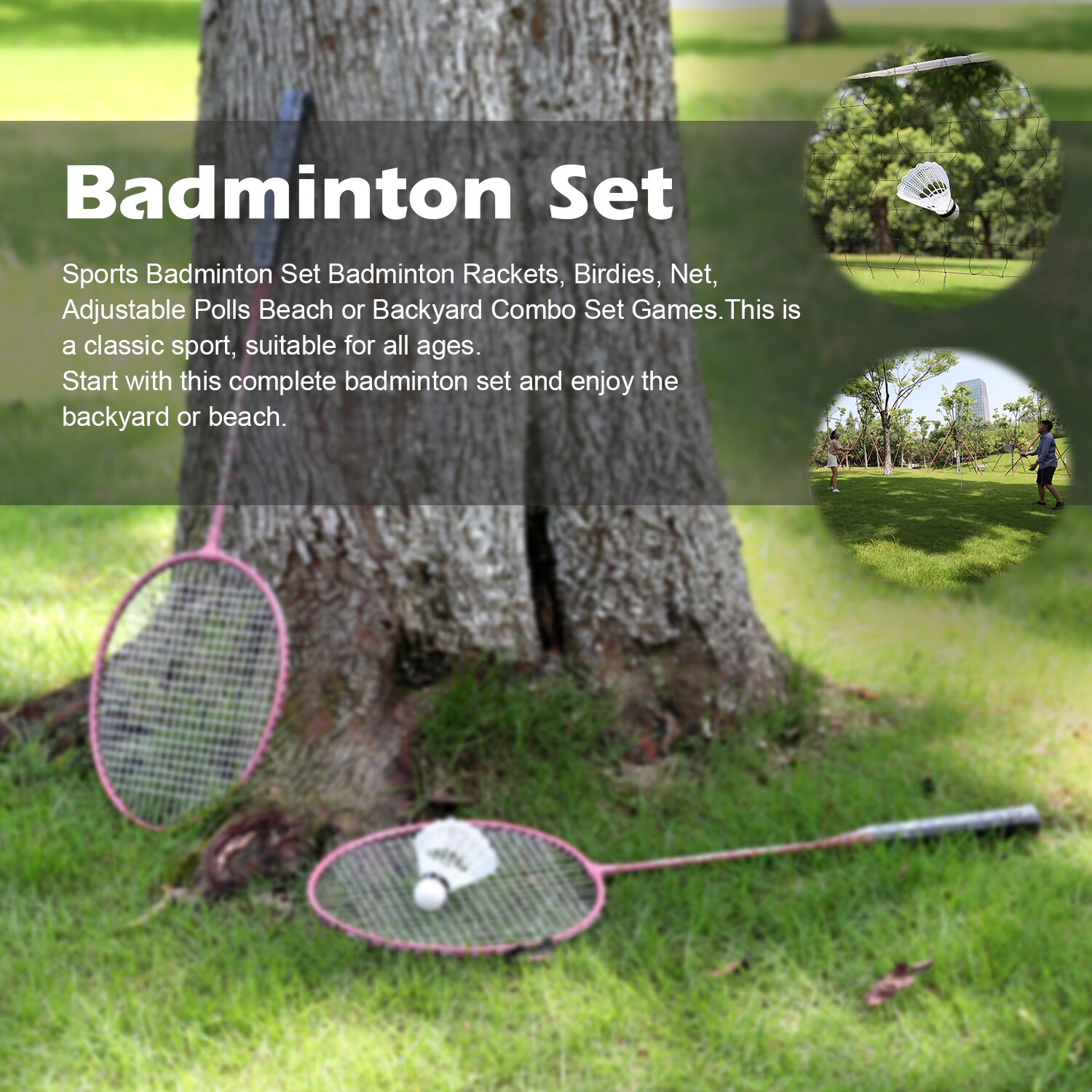 Family Badminton Set Badminton Rackets 4 Packs Badminton Rack With Net Portable Outdoor Exercise Fitness badminton training set
