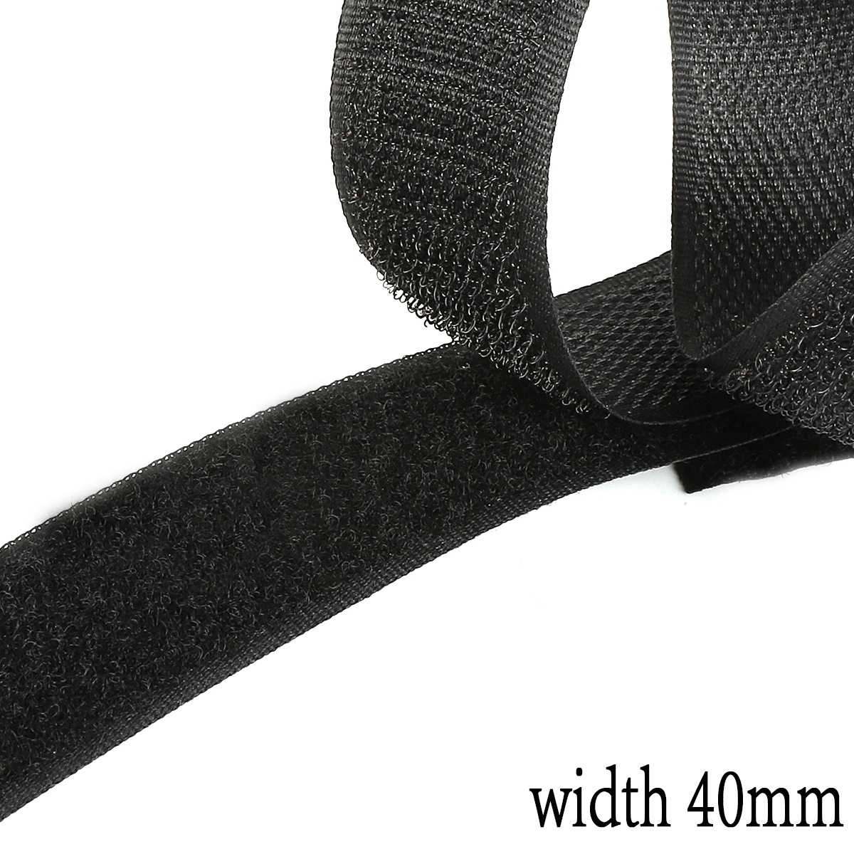 2M 16-40mm Black Not Adhesive Hook and Loop Fastener Tape Sticker Velcros Nylon Magic Tape for DIY Craft Supply Roll Sew On Tape: Black 40mm width