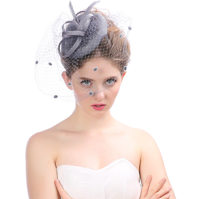 Tocados Sombreros para mujer Beige y negro, tocado de sombrero de boda, tocado de sombrero, tocado de malla para boda, accesorios nupciales